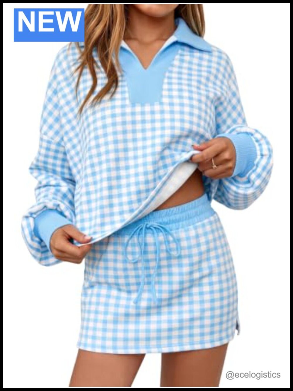 Women's Striped Lounge Set - 2 Piece Sweatshirt Skort Outfit
